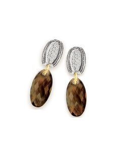 Gabrielle Bruni, Palladium, Silver & 18 K gold Smoky Quartz Earrings