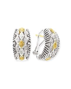 Gabrielle Bruni Oxidized Palladium Silver & 18K gold White Sapphire Earrings