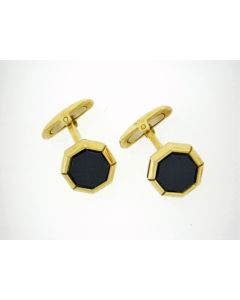 18k GOLD CUFFLINKS  WITH ONYX BY LUIGI TAVANTI OF ITALY