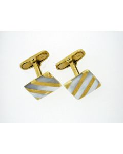 18K GOLD/MOTHER OF PEARLS CUFFLINKS BY LUIGI TAVANTI OF ITALY