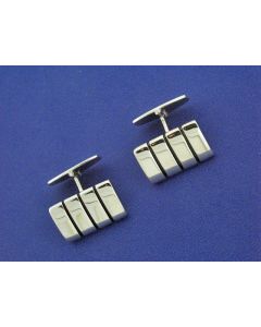 SILVER ENAMEL LINED CUFFLINKS