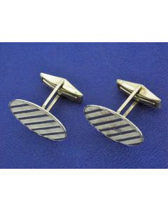 SILVER OVAL CUFFLINKS DIAMOND CUT