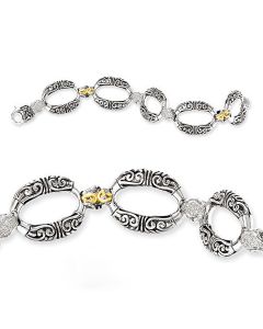 Gabrielle Bruni Links Collection Palladium Silver, 18 K gold and White Sapphires