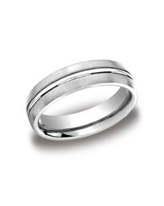 BENCHMARK CF56411 COMFORT FIT 18K WHITE GOLD 6.00 MM CARVED 