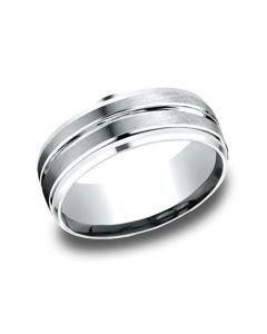 BENCHMARK CF68484  COMFORT FIT 18 K WHITE GOLD 8 MM DROP BEVEL