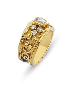 Byzantine Etruscan 18K Yellow gold Diamond Ring 258-31100