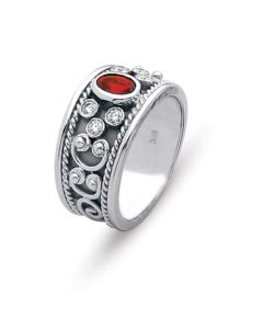 Etruscan 18K Gold Ruby & Diamond Ring 25831404