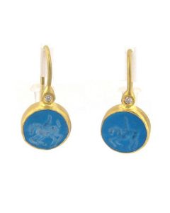 Kurtulan 24K Gold and Silver Diamond Turquoise Earrings 32482337
