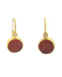 Kurtulan 24K Gold and Silver Diamond Agate Earrings 