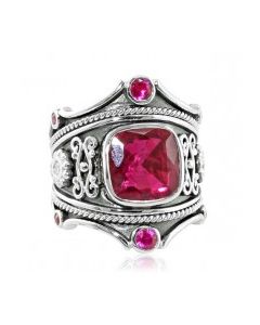 Eli's Jewels Etruscan Silver Rubellite Ring 29034044