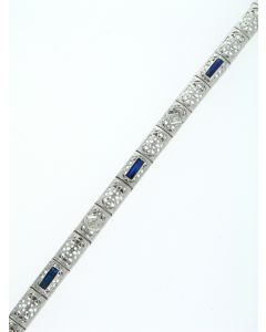 Vintage 14 K White Gold Diamond/Sapphire Filigree Bracelet 99499409