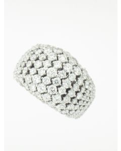 High Dome 18K White Gold Flexible Diamonds Ring 25876201