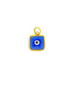 Kurtulan 24K Gold Greek Blue Square 12mm Evil Eye Pendant