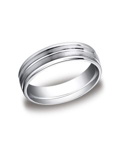 BENCHMARK RECF56180 COMFORT FIT 18 K WHITE GOLD 6 MM CARVED