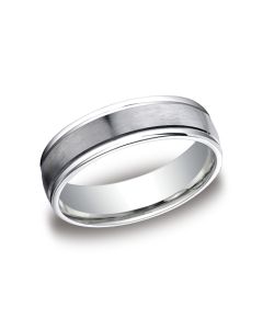 BENCHMARK RECF7602S COMFORT FIT 18 K WHITE GOLD 6 MM CARVED