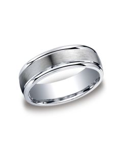 BENCHMARK RECF7702S COMFORT FIT 18 K WHITE GOLD 7 MM CARVED