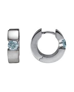 Sterling Silver Rhodium Plated Aquamarine Hinged Hoop Earrings 39085334