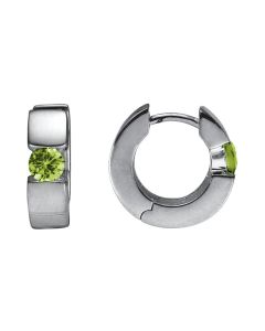 Sterling Silver Rhodium Plated Peridot Hinged Hoop Earrings 39085341