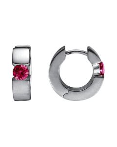 Sterling Silver Rhodium Plated Rhodolite Hinged Hoop Earrings 39085339