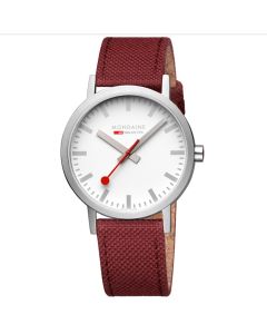 Mondaine Classic 40mm Dark Cherry Textile Strap