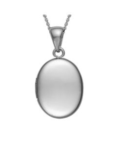 Sterling Silver Rhodium Plated 16 mm Oval Plain Engravable Locket 75085027