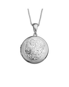 Sterling Silver Rhodium Plated Round 19mm Engraved Locket 75085015