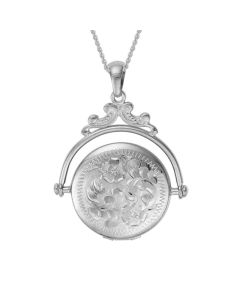 Sterling Silver Rhodium Plated Revolving Round Locket 75085016