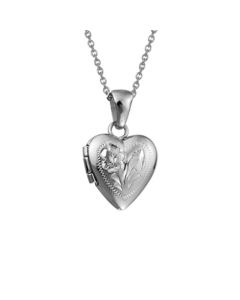 Sterling Silver Rhodium Plated Heart Locket Engraved 75085011