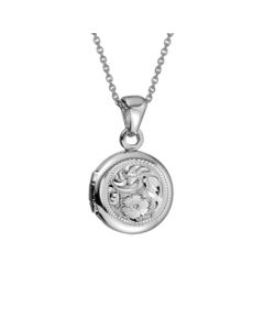 Sterling Silver Rhodium Plated 10mm Round Engraved Locket 75085012
