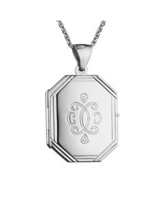 Sterling Silver Rhodium Plated  Octagon Locket 16-18mm 75085008