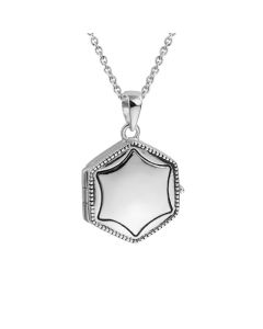 Sterling Silver Rhodium Plated Locket Oxidized Hexagon Engravable 75085032