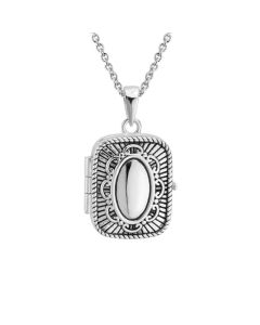 Sterling Silver Rhodium Plated And Oxidized Locket Engravable 18.50mm 75085026