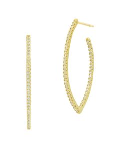 Freida Rothman Signature Allover Pavé Pointed Hoop Earrings YZE020237B-14K