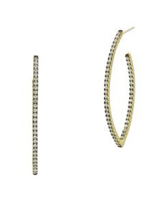 Freida Rothman Signature Allover Pavé Pointed Hoop Earrings YZE020237B-14K