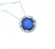 18K White Gold Diamonds And Sapphire Pendant