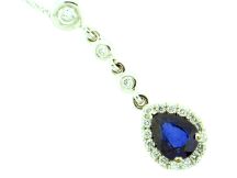 18K White Gold Exclusive Diamonds and Ceylon Sapphire Pendant