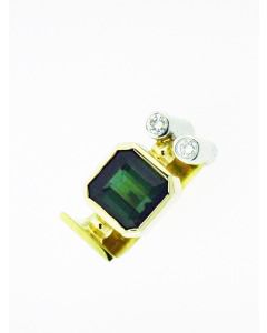 14 K Gold Diamond And Green Tourmaline Ring 29713091