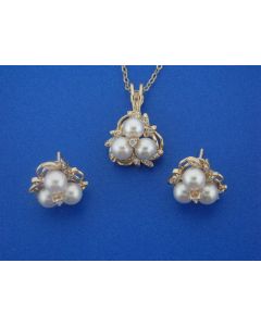 14 K Gold Pearl SET of Earrings & Pendant  99014124