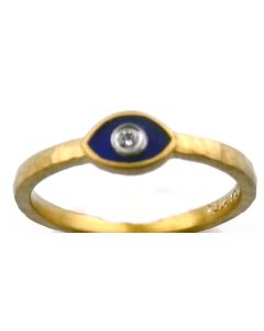 Kurtulan 24K Gold And Silver Enameled Evil Eye Ring