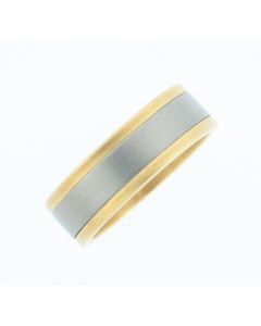 Titanium And 18K Solid Gold 7 mm Flat Wedding Band