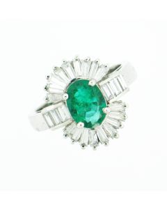 Platinum Ballerina Emerald & Diamond Ring  27016032