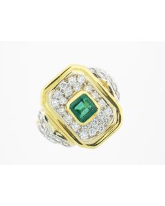 18K Gold Emerald & Diamond Ring 27023013