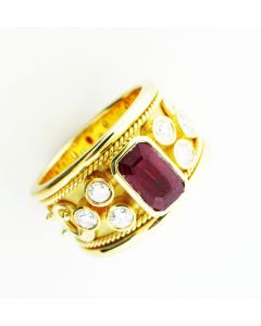 Etruscan18K Gold Diamond And Ruby Ring by Samuel's Jewels 27131233