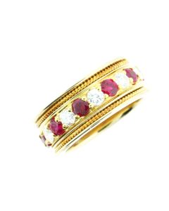 Etruscan 18K Gold  Rubies and Diamond Eternity Ring by Eli's Jewels 27134003