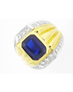 18 K Two-Tone Gold Diamond And Sapphire Ring. 27223081