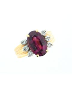 14K Gold Rubellite And Diamonds Ring 29219079