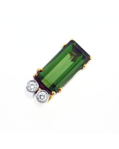 18 K Gold  Green Tourmaline And Diamond Ring 29713081