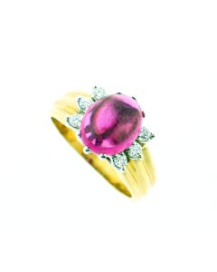 18K Gold Pink Tourmaline And Diamonds Ring 29718090