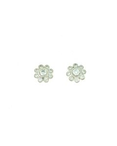 18K White Gold Flower Earrings 30823073
