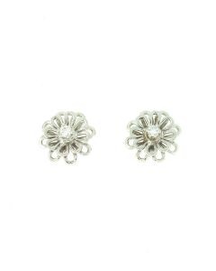 18K White Gold Flower Earrings 30827181